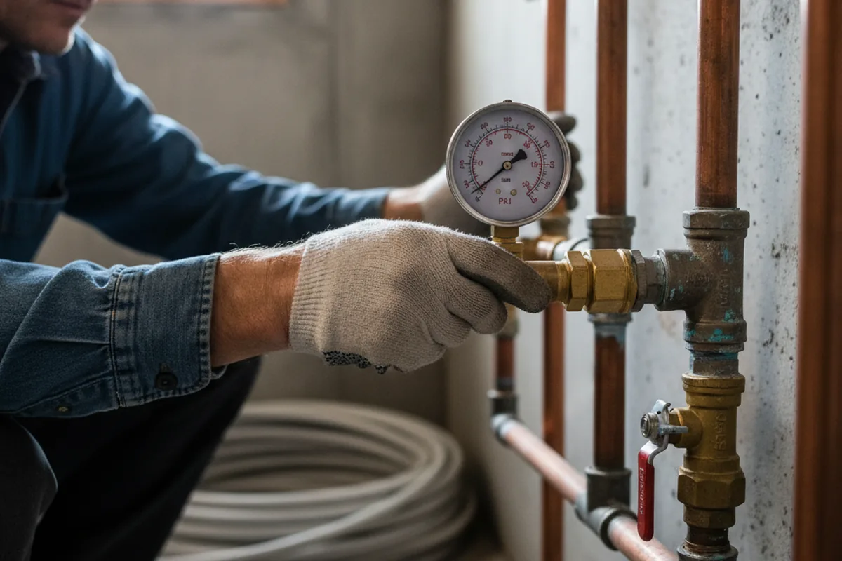 Pressure testing a repaired line during Water Line Repair in Hot Springs